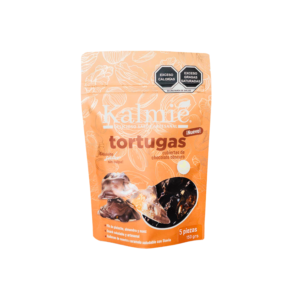Tortugas cubiertas de chocolate oscuro sin azúcar 150g - Kalmié